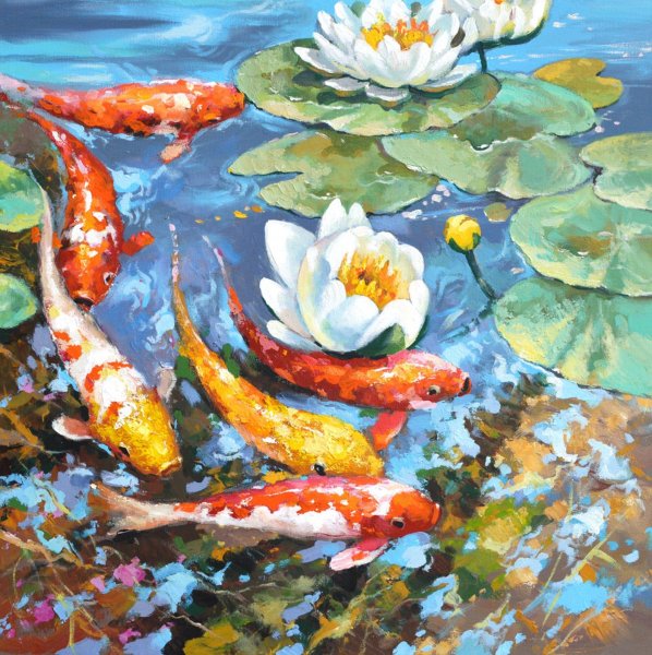 Карпы кои акрилом