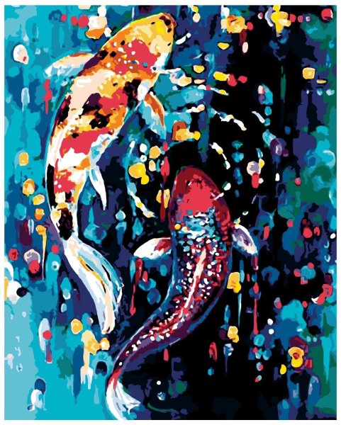 Картина по номерам "карпы кои" триптих