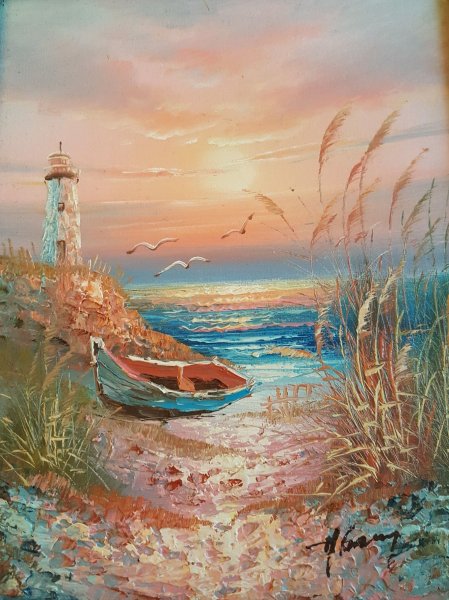 Маяк мастихином картины