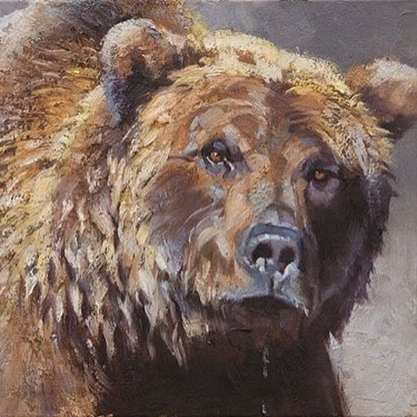 Медведь маслом на холсте