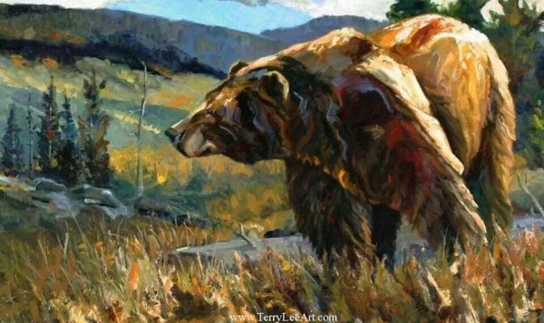 Медведь живопись маслом