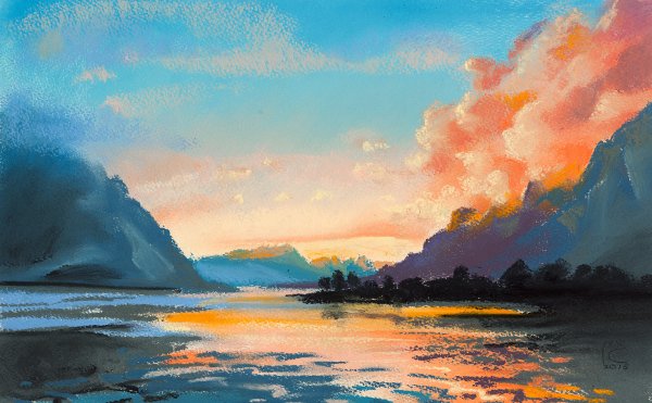 Пейзаж пастелью сухой