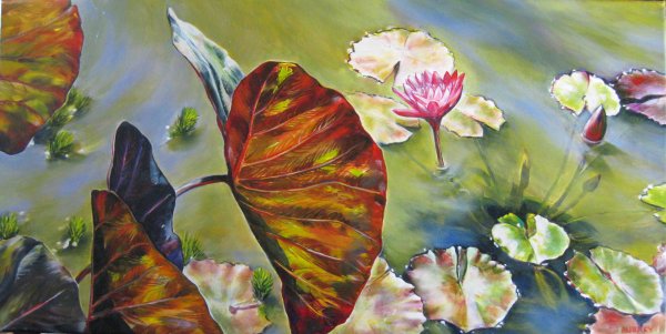 Картина маслом листья