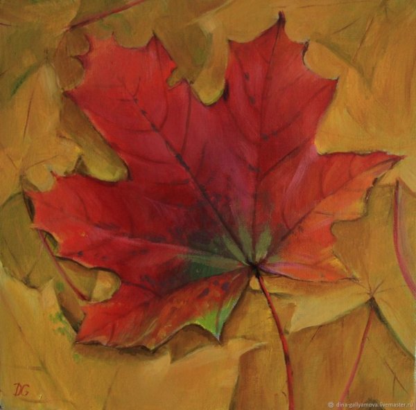 Кленовый лист маслом