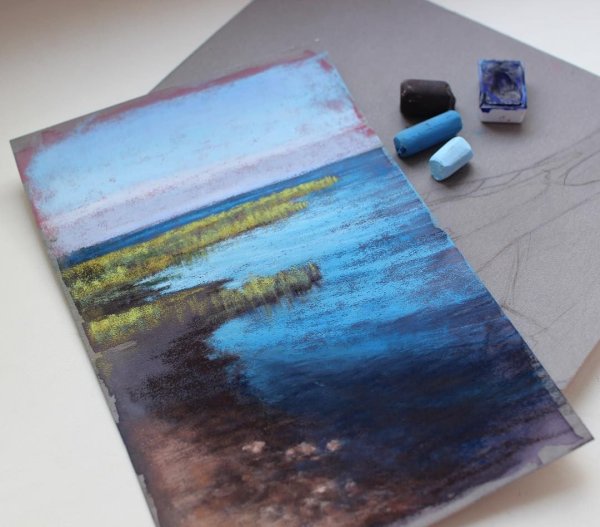 Масляная пастель на акварельной бумаге