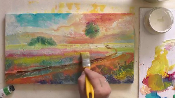 Живопись акрилом на холсте мастер класс Александр Жиляев