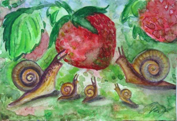 Рисование улитки красками