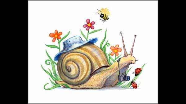 Девочка улитка акварель