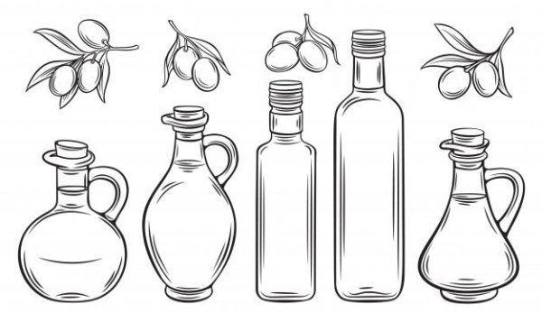 Бутылка с маслом оливковое вектор