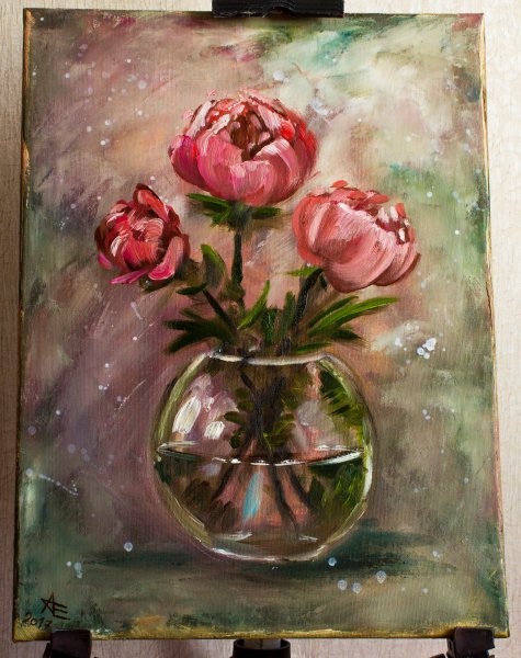 Ваза с цветами гуашью