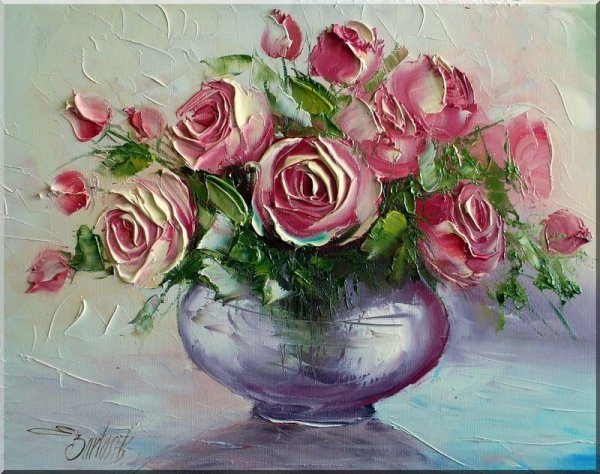 Цветы в вазе акрилом