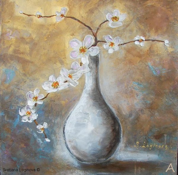 Цветы в вазе живопись