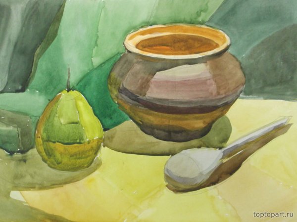 Натюрморт акварелью лессировка Академическая живопись