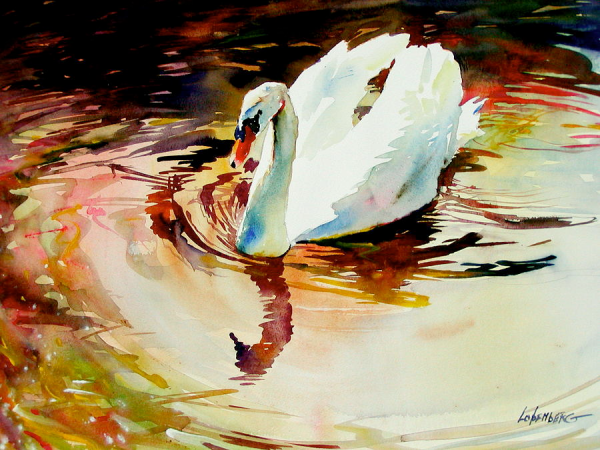 Лебедь акрилом