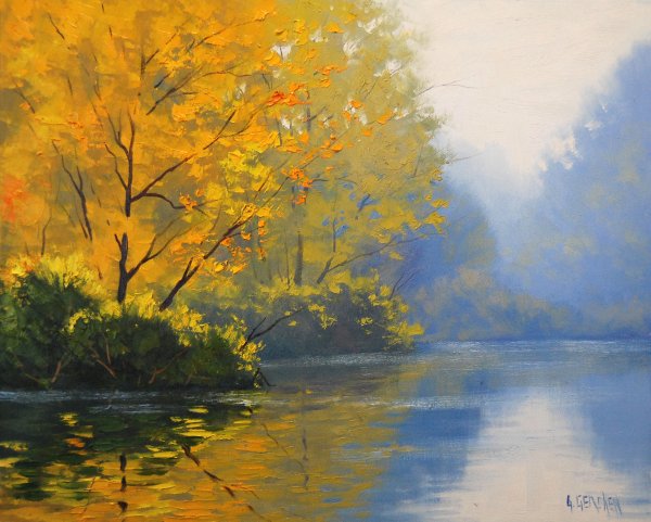 Осень на реке в живописи