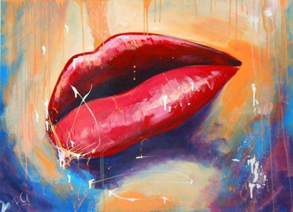 Губы маслом на холсте
