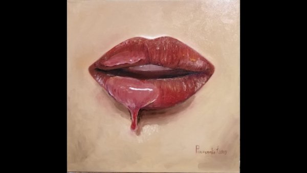 Губы масляными красками