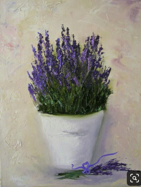 Лаванда акриловыми красками