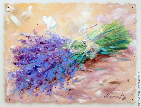 Лаванда маслом на холсте мастихином
