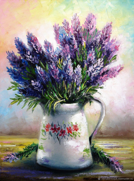 Лаванда акриловыми красками