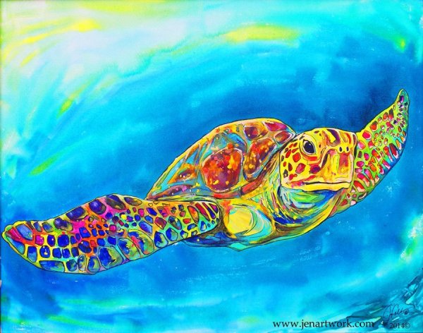 Черепаха картина маслом