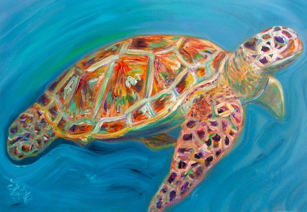 Черепаха картина маслом