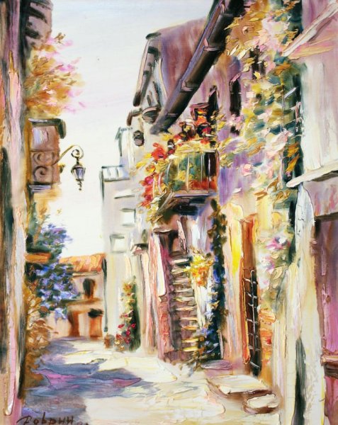 Картины мастихином улочки Италии