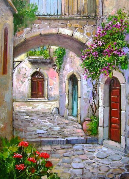 Акварелью улочки Италии живопись