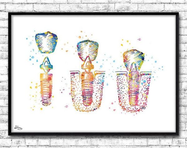 Зуб акварель