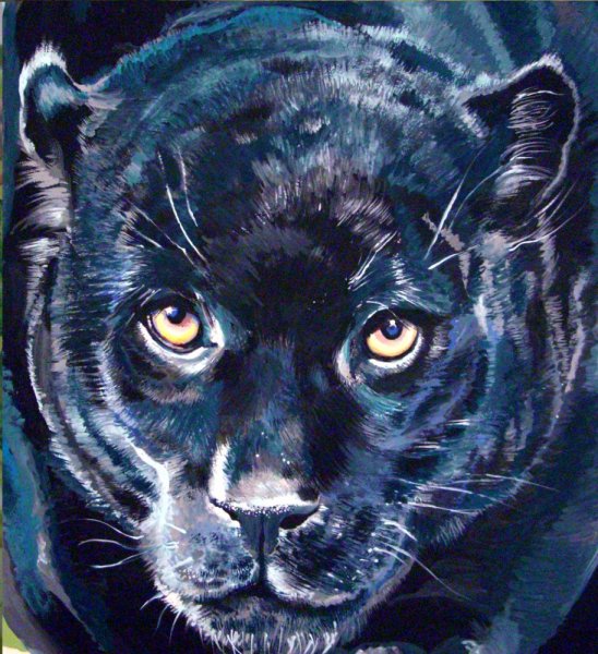 Пантера акриловыми красками