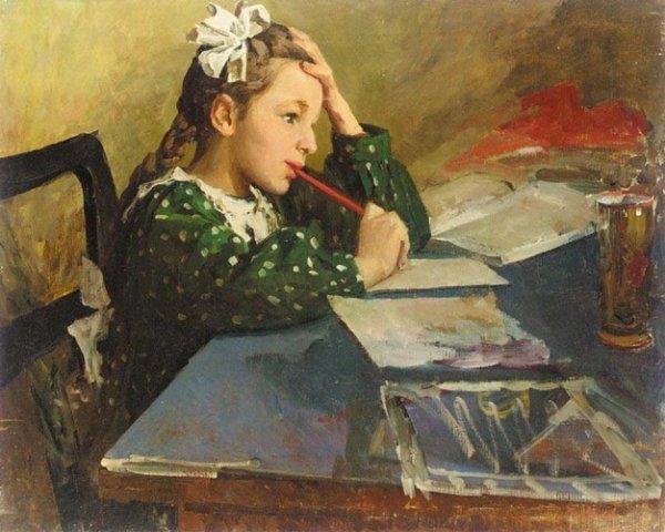 Фёдор Павлович Решетников за уроками