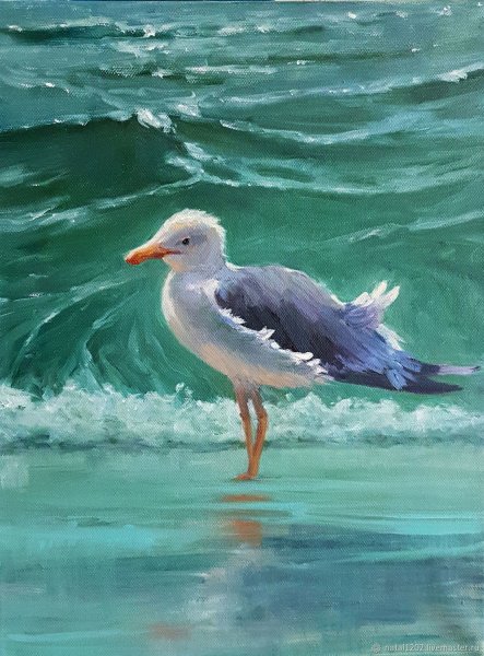 Чайки над морем живопись