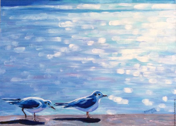 Ричард Торн акварель море Чайки
