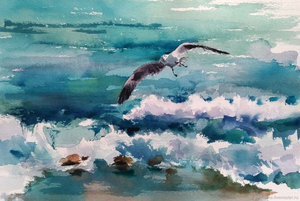 Живопись акварель море