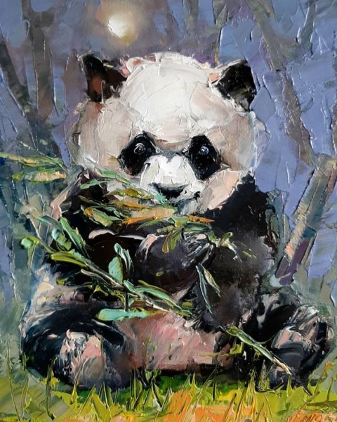 Панда маслом на холсте
