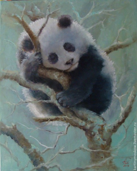 Панда пастелью