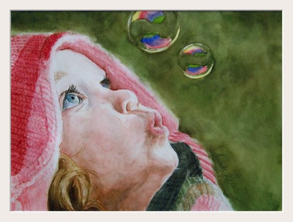 Мыльные пузыри акварелью