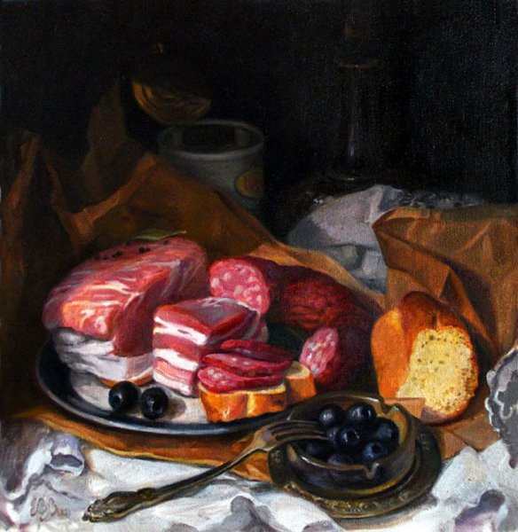 Мясо акварель