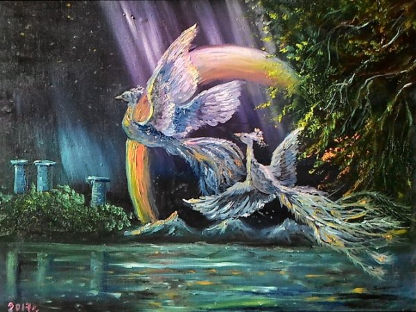 Птица счастья живопись