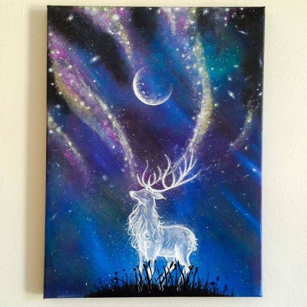 Олень акрилом