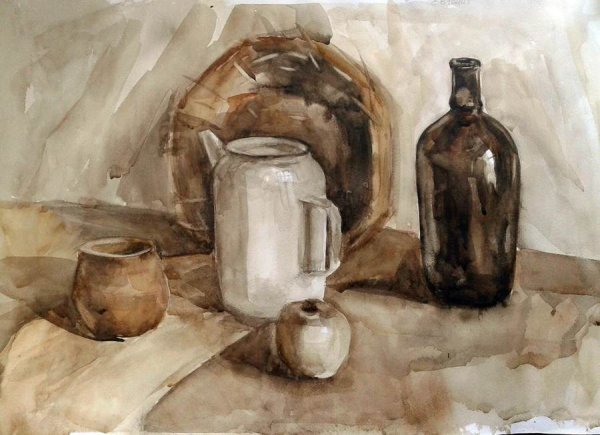 Академический натюрморт маслом гризайль