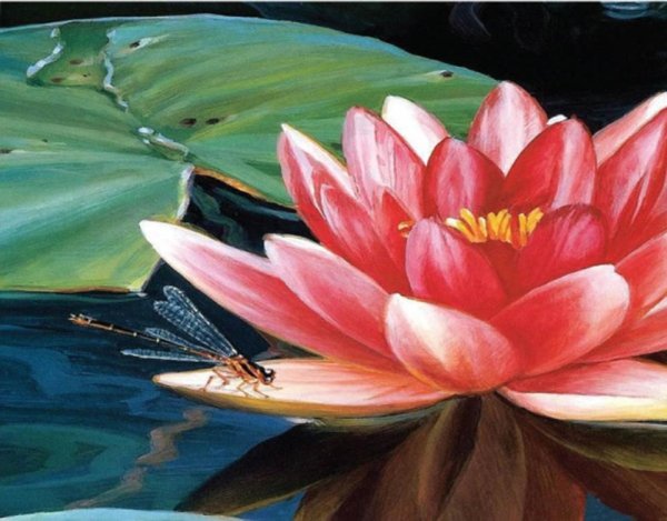 Лотос акриловыми красками