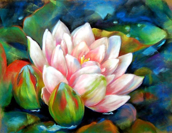 Лотос масляными красками