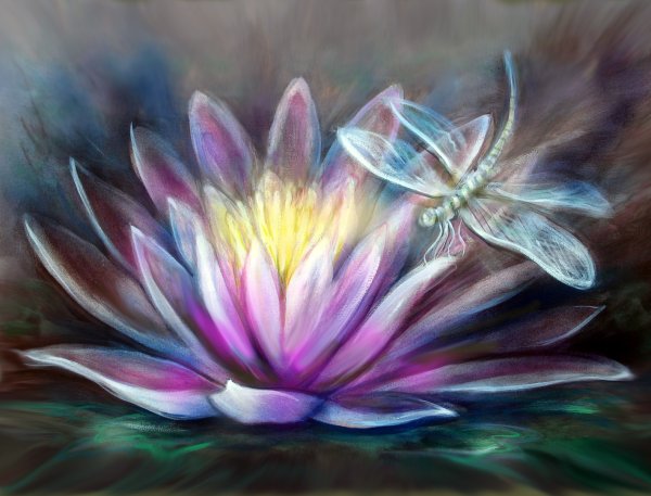 Кувшинки пастелью