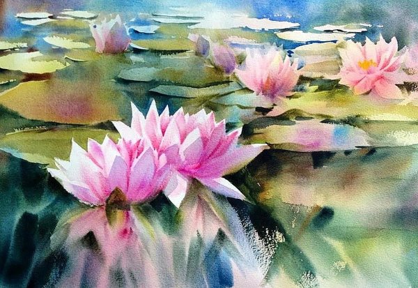 Лотос акварель