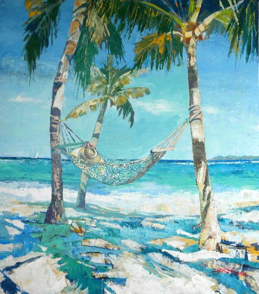 Живопись море пальмы