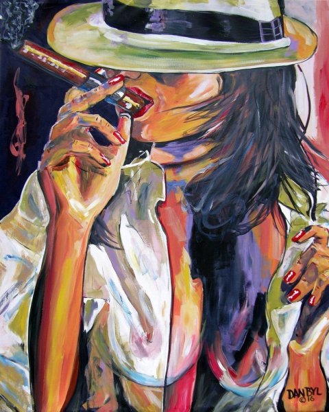 Кубинские женщины с сигарой живопись