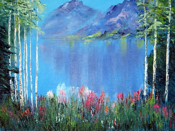 Летний пейзаж акрилом