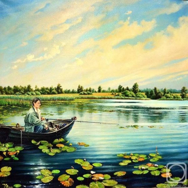 Картина Рыбак в лодке