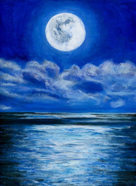 Ночь Луна живопись